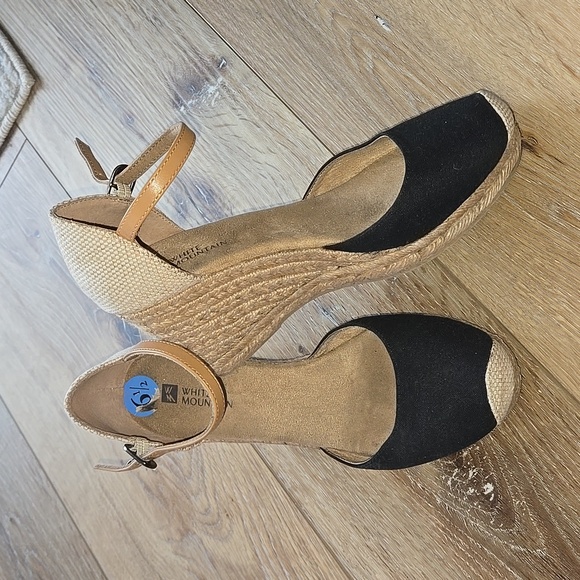 Black and Tan Espadrille Wedge Sandals 6.5 Women Sandals - Picture 4 of 15